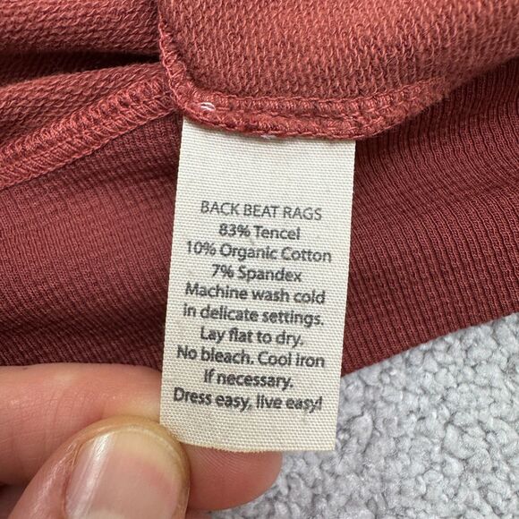 Back Beat Rags Pullover Sweatshirt Womens Large Rust Brown Crew Raglan Casual - Picture 8 of 13